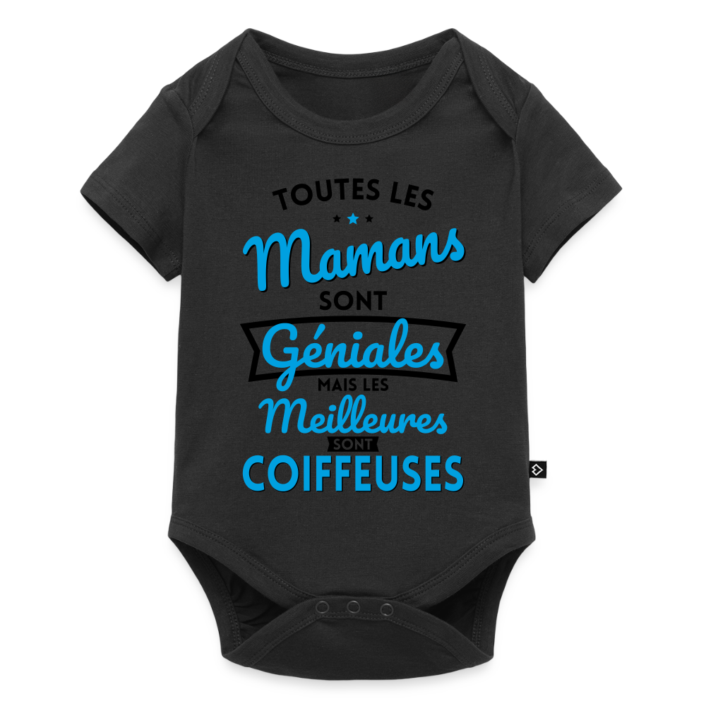 Body Bébé bio manches courtes - Mamans géniales - Les meilleures sont coiffeuses - noir