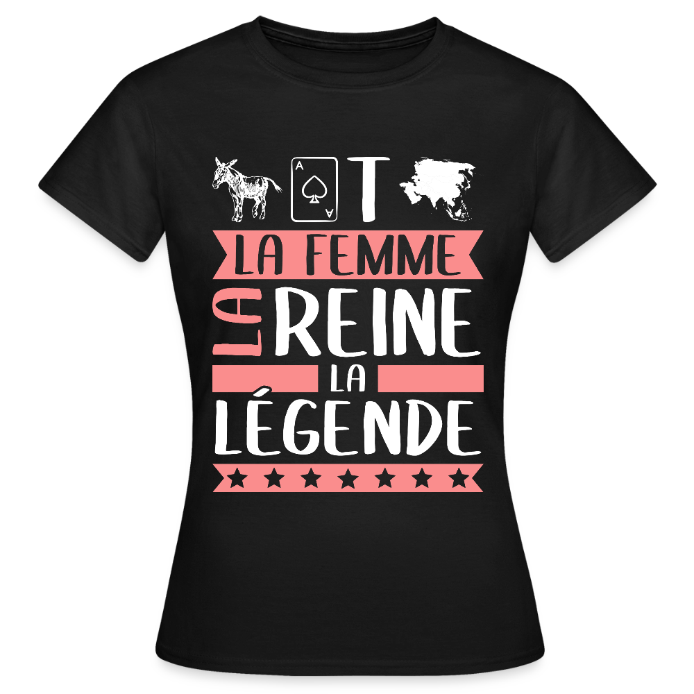 T-shirt femme Anastasie rébus – La femme, la reine, la légende - noir