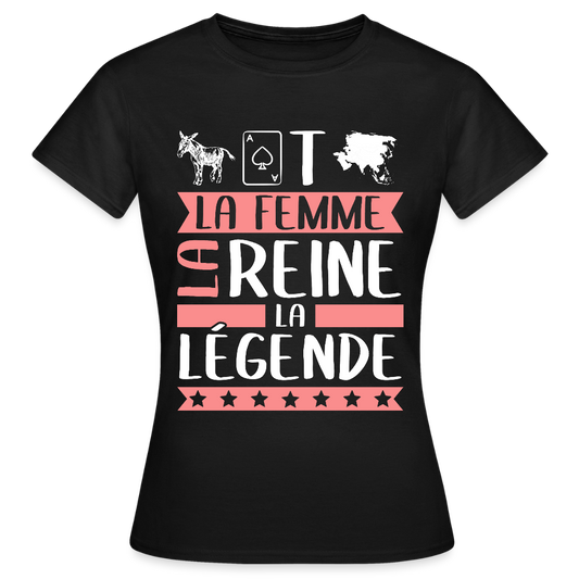 T-shirt femme Anastasie rébus – La femme, la reine, la légende - noir