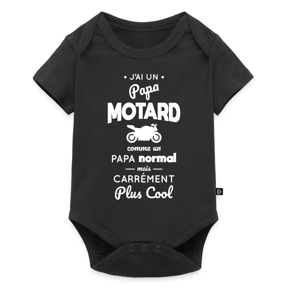 Body Bébé bio manches courtes - J'ai un papa motard - noir