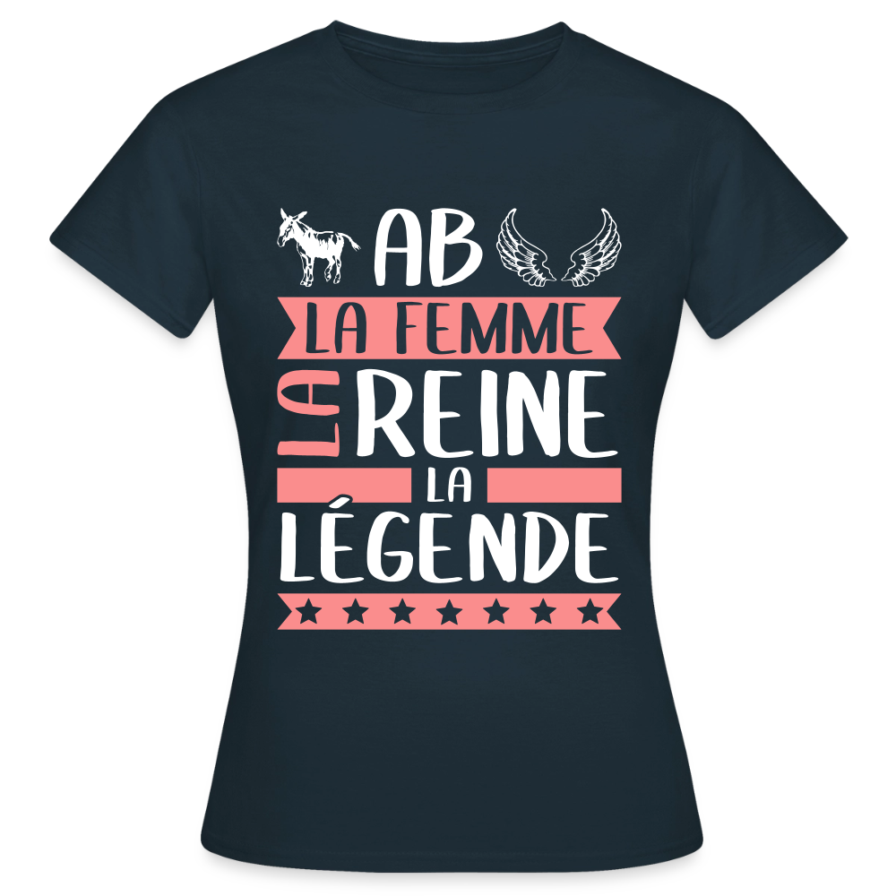 T-shirt femme Annabelle rébus – La femme, la reine, la légende - marine
