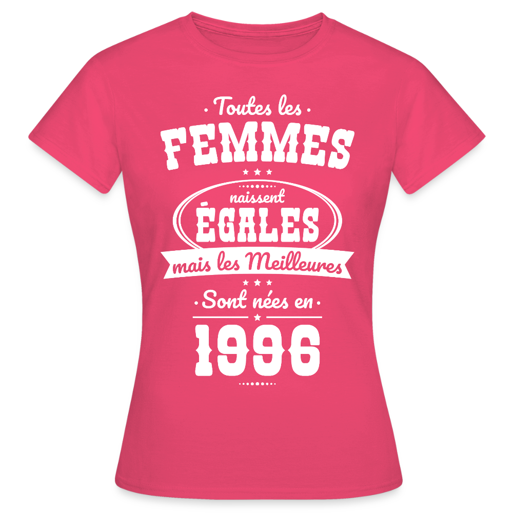 T-shirt anniversaire femme 30 ans – Les meilleures sont nées en 1996 - rose azalée