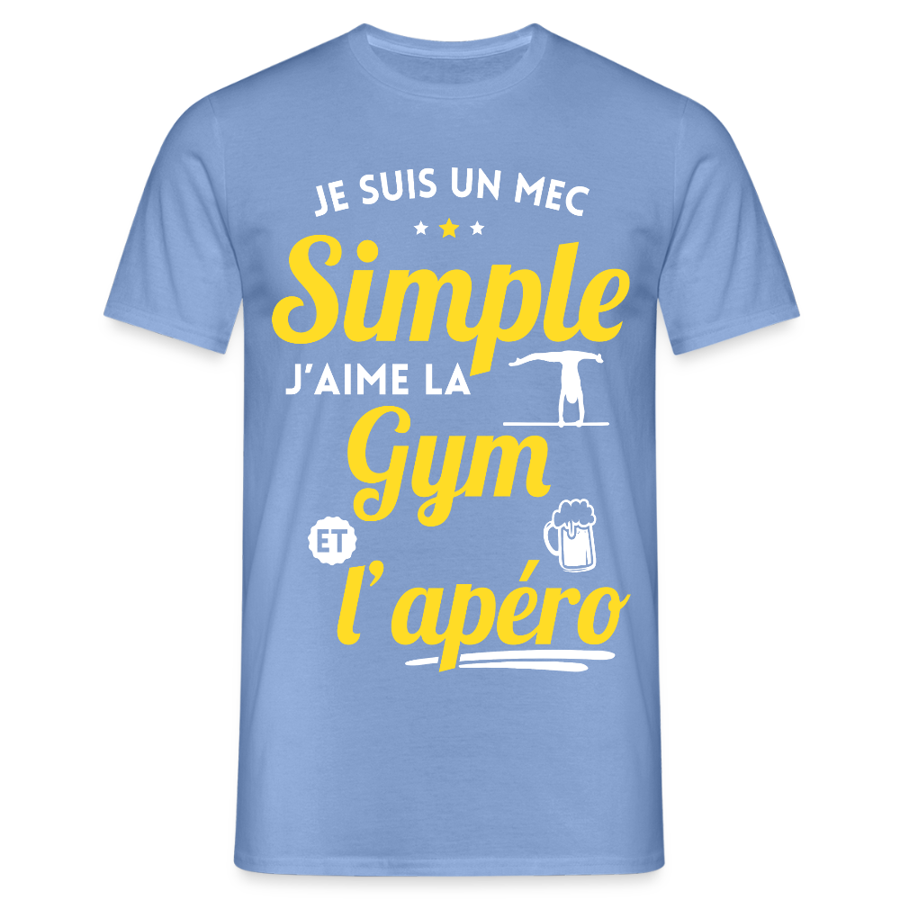 T-shirt Homme - J'aime la gym et l'apéro - carolina blue