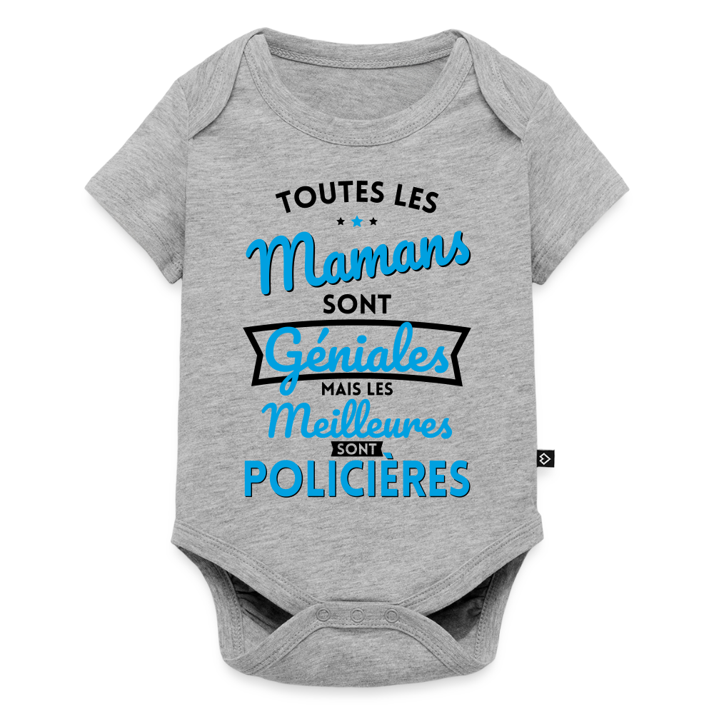 Body Bébé bio manches courtes - Mamans géniales - Les meilleures sont policières - gris chiné