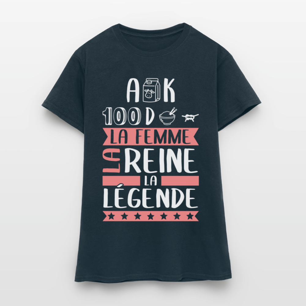 T-shirt femme Alexandra rébus – La femme, la reine, la légende - marine
