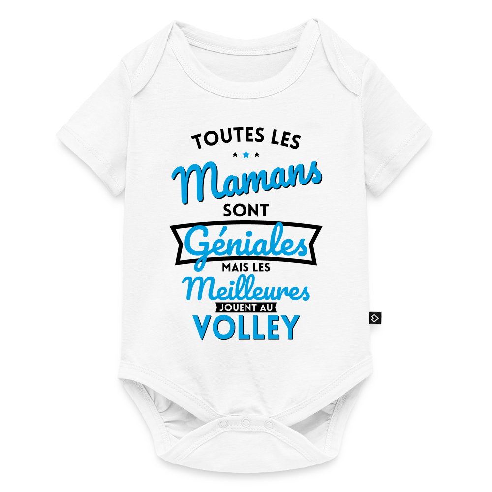 Body Bébé bio manches courtes - Mamans géniales - Les meilleures jouent au volley - blanc