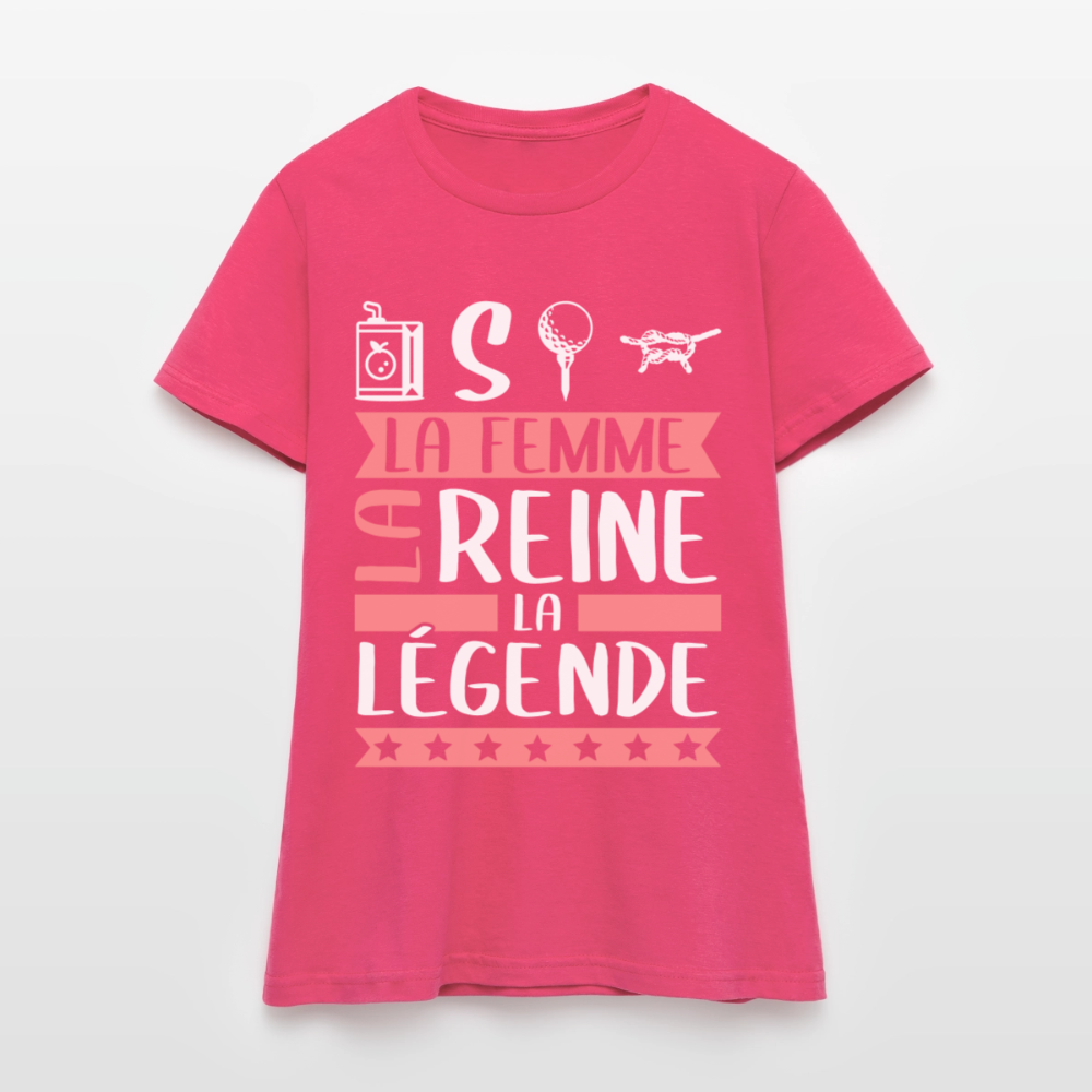 T-shirt femme Justine rébus – La femme, la reine, la légende - rose azalée