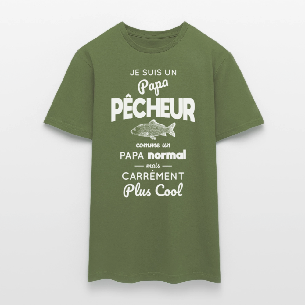 T-shirt Homme - Papa pêcheur plus cool - vert militaire