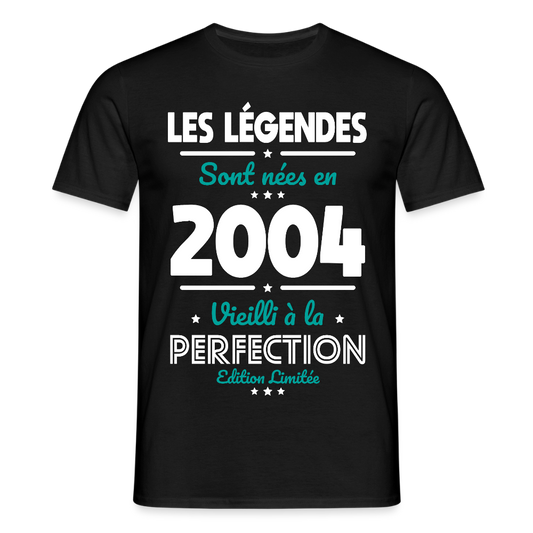T-shirt Homme - Anniversaire 21 Ans - Les Légendes sont nées en 2004 - noir
