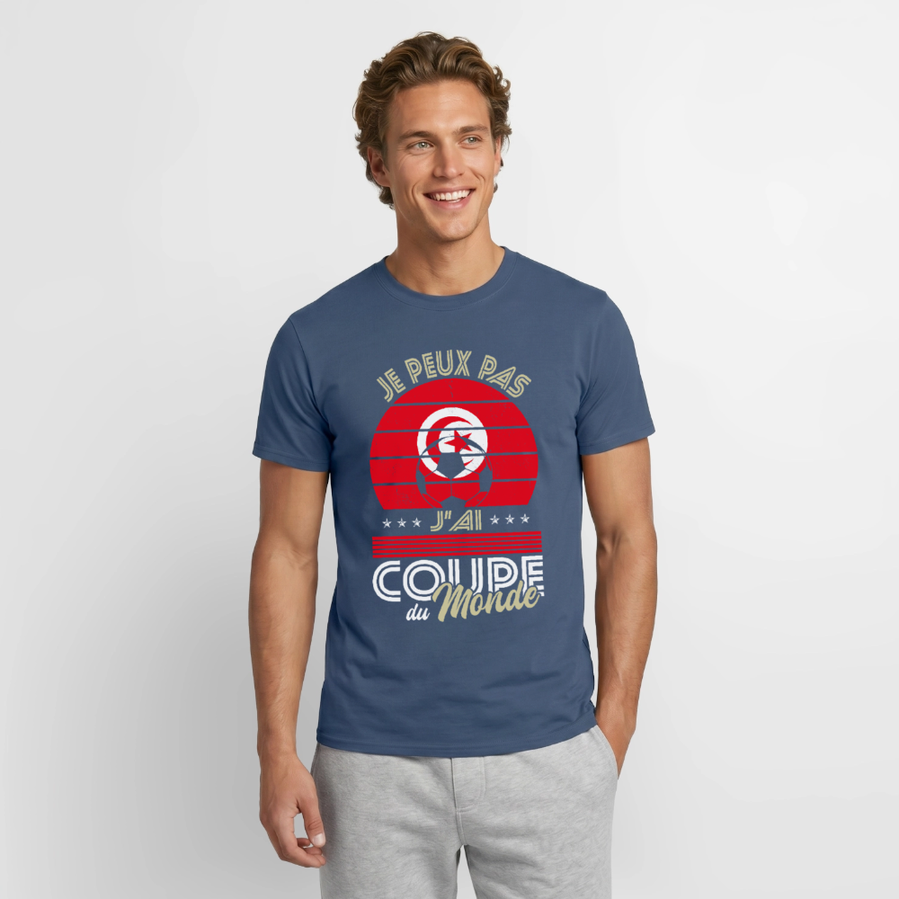 T-shirt Homme - Je peux pas j'ai Coupe du Monde - Tunisie - denim foncé