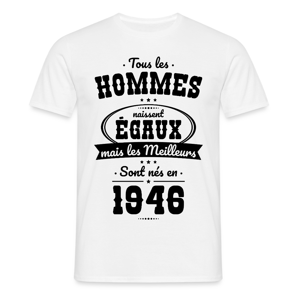T-shirt anniversaire homme 80 ans coloris clair– Les meilleurs sont nés en 1946 - blanc