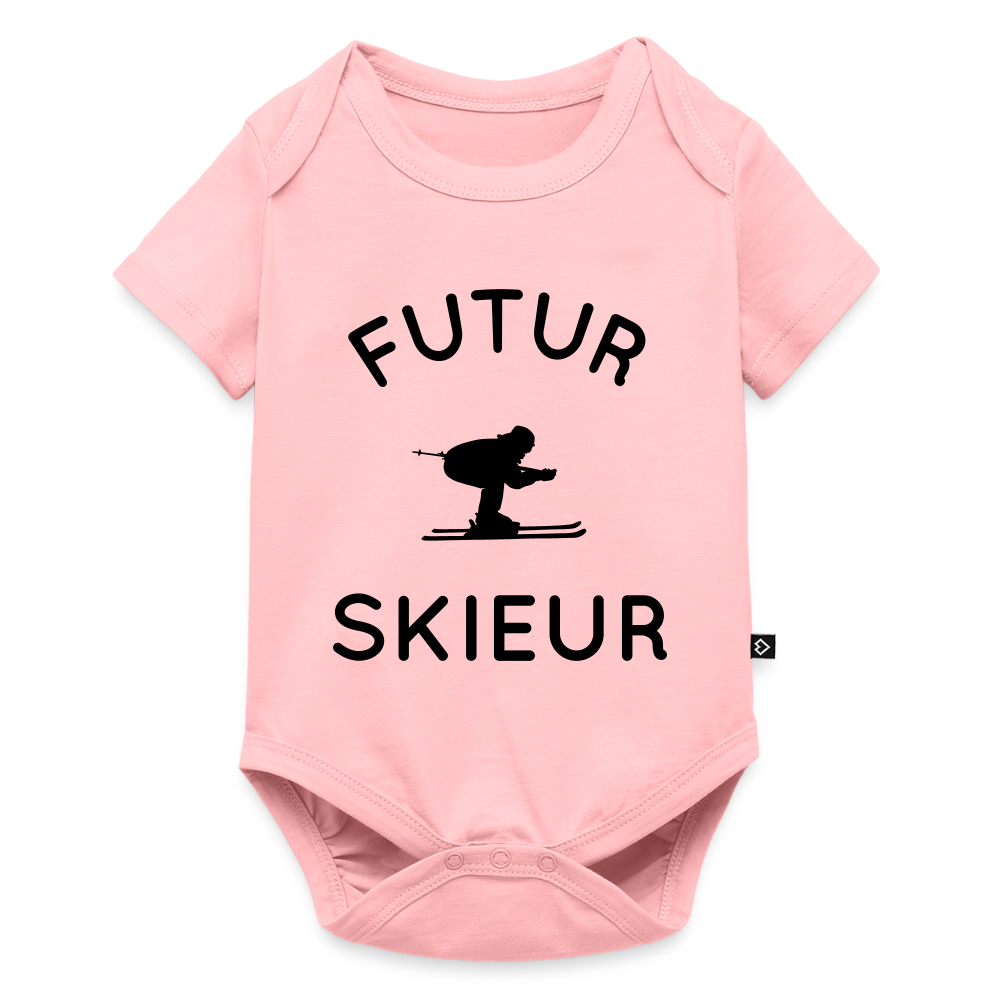 Body Bébé bio manches courtes - Futur skieur - rose