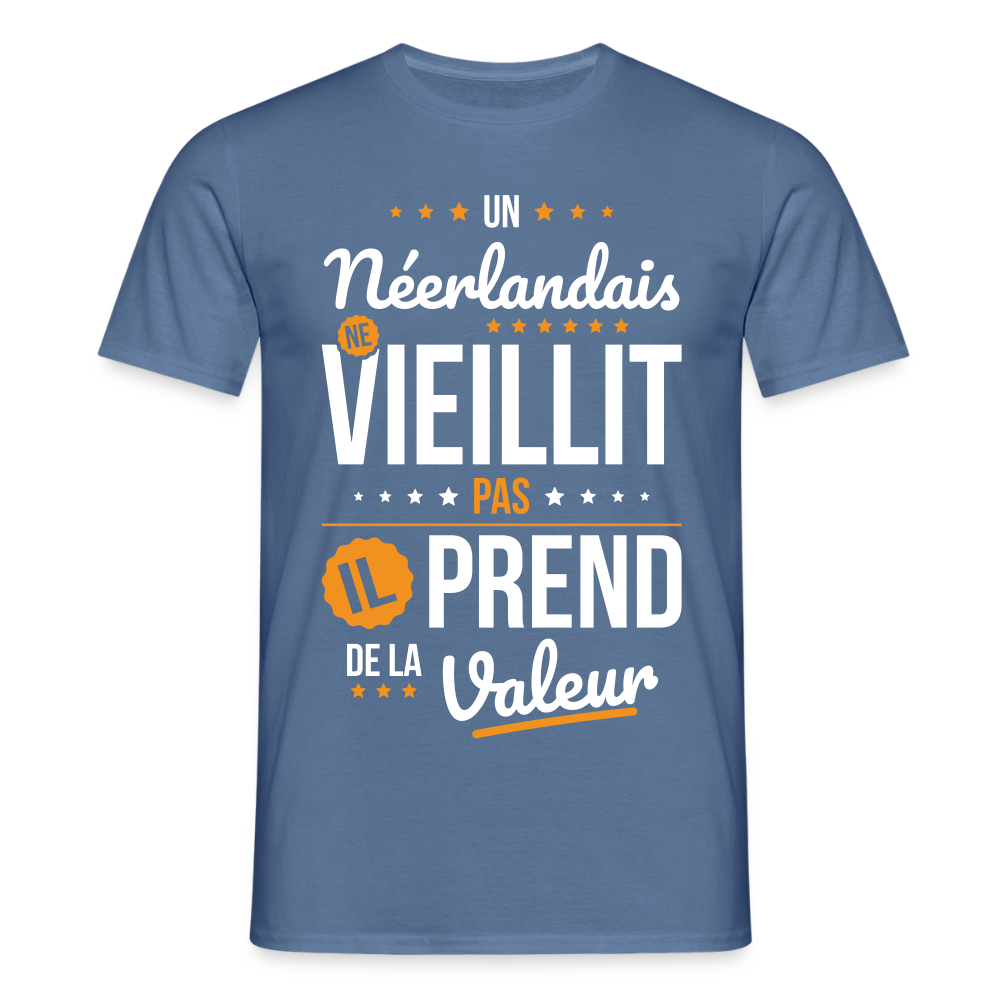 T-shirt Homme - Un Néerlandais ne vieillit pas - bleu pigeon 