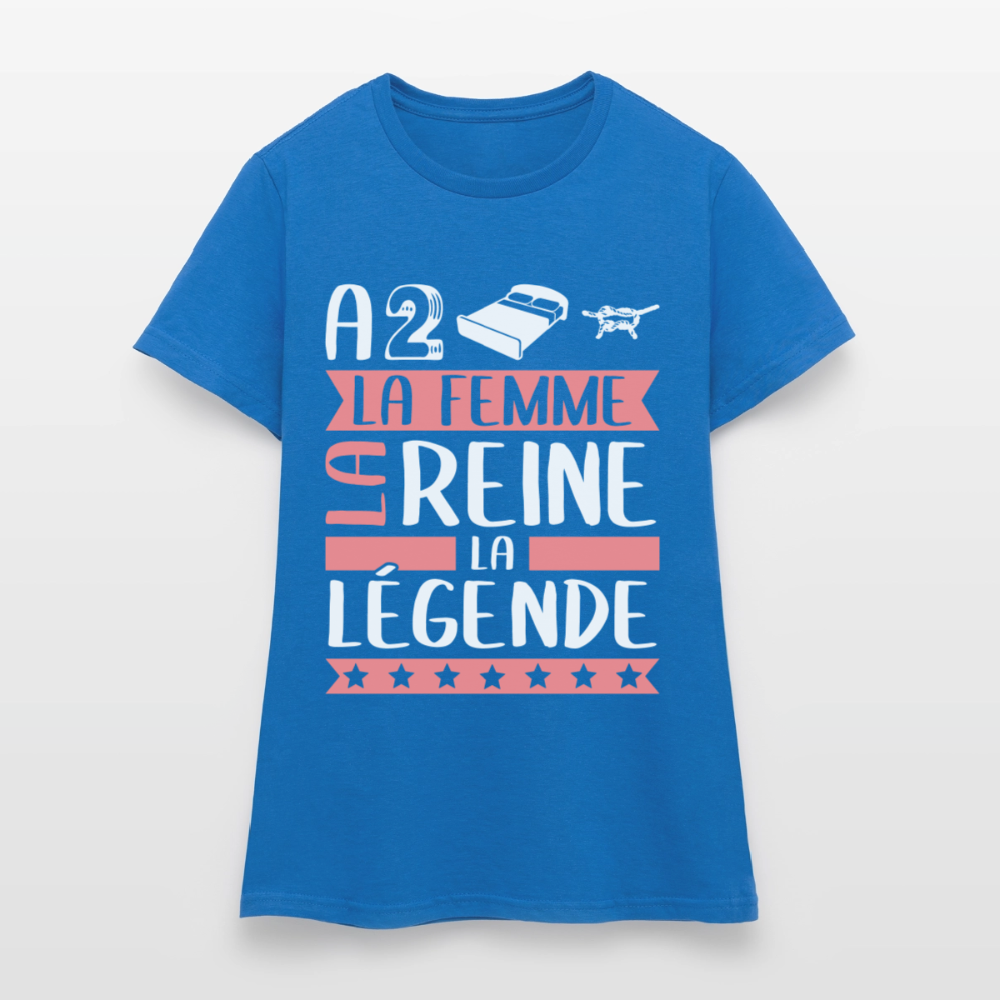 T-shirt femme Adeline rébus – La femme, la reine, la légende - bleu royal