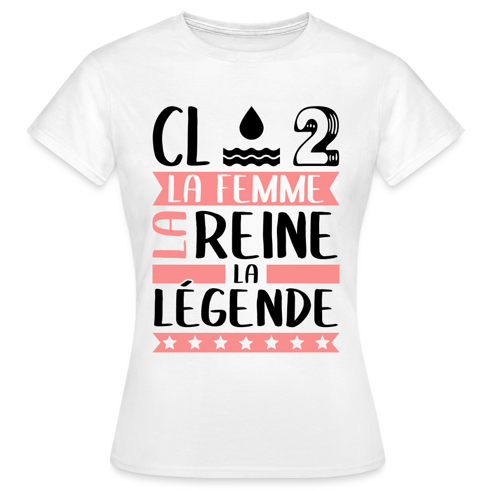 T-shirt femme coloris clair Claude en rébus – La femme, la reine, la légende - blanc