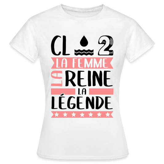 T-shirt femme coloris clair Claude en rébus – La femme, la reine, la légende - blanc