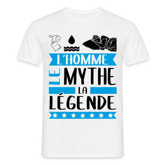 T-shirt homme coloris clair Théodore en rébus – L’homme, le mythe, la légende - blanc