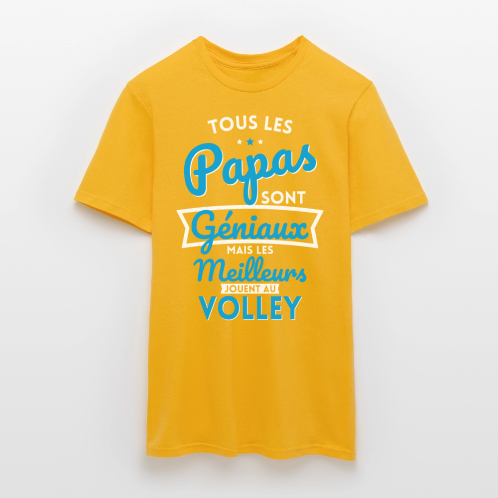 T-shirt Homme - Papas géniaux - Les meilleurs jouent au volley - jaune