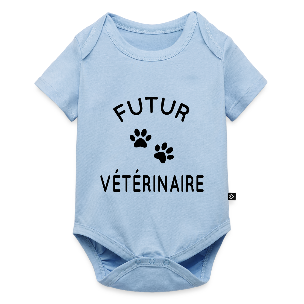 Body Bébé bio manches courtes - Futur vétérinaire - bleu clair