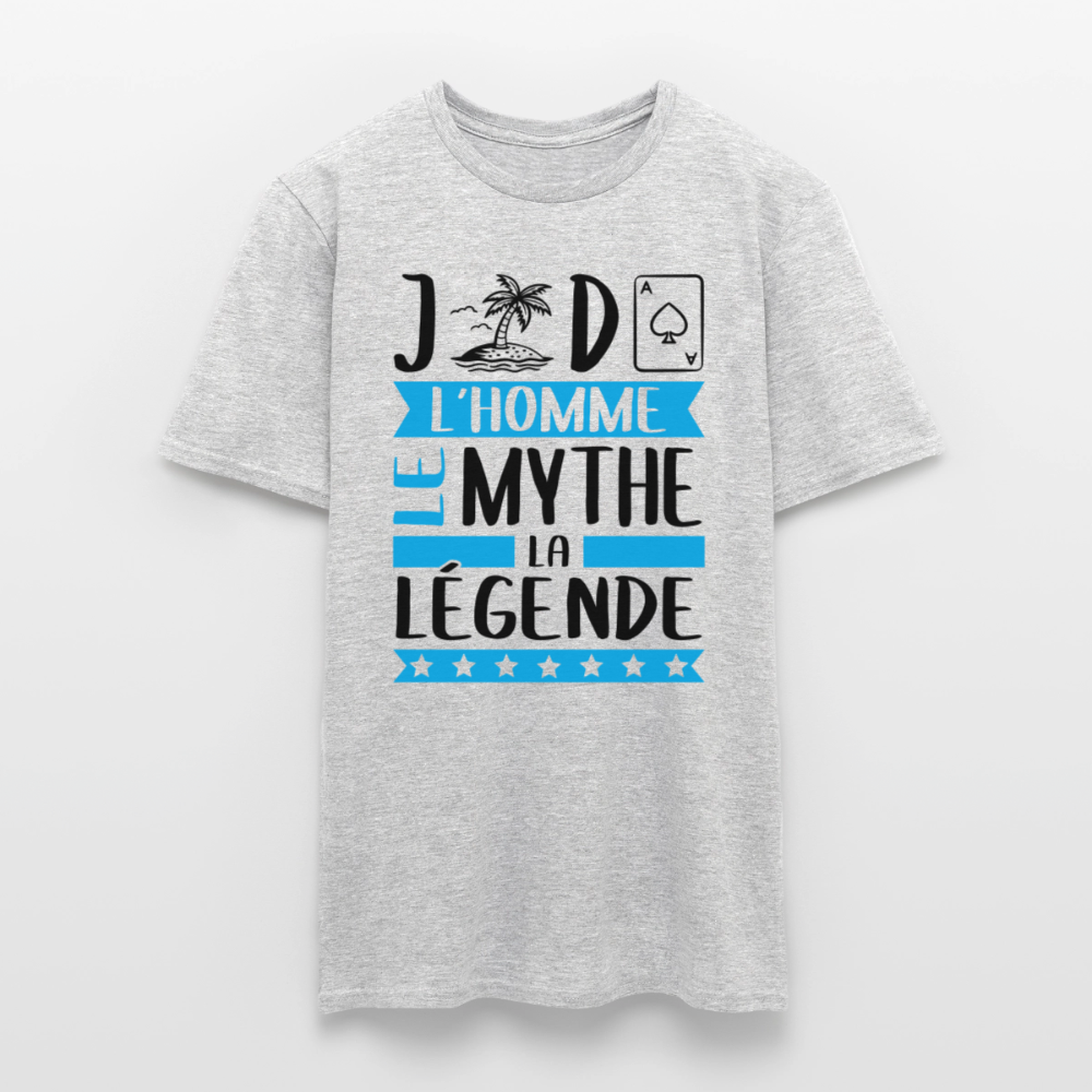 T-shirt homme coloris clair Gildas en rébus – L’homme, le mythe, la légende - gris chiné