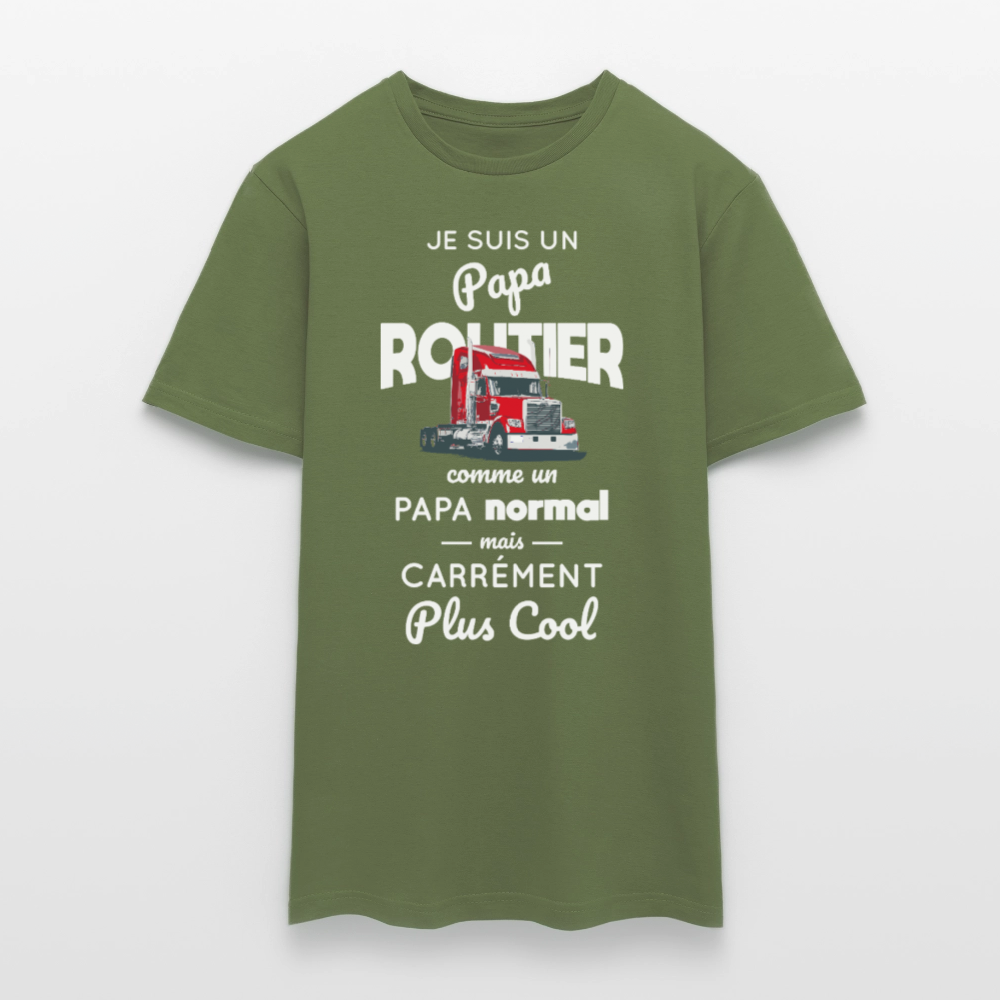 T-shirt Homme - Papa routier plus cool - vert militaire