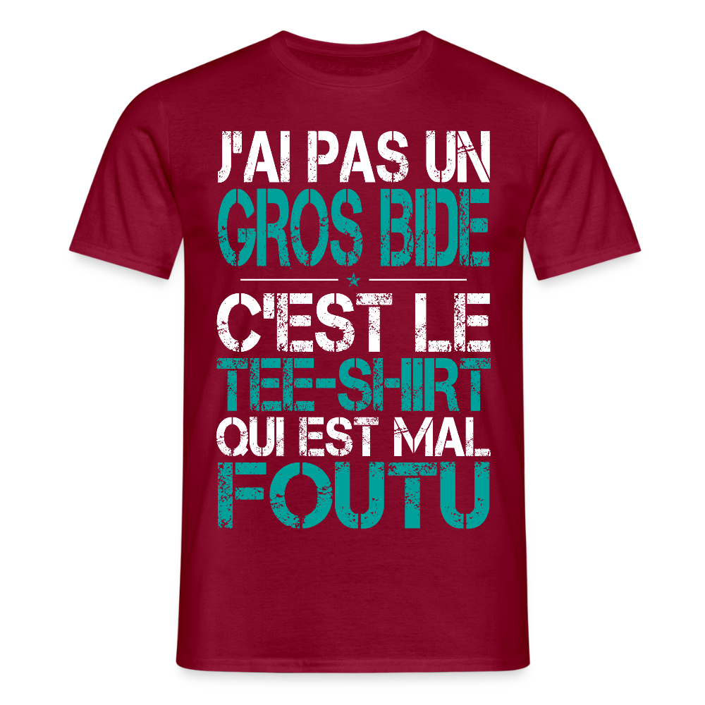T-shirt Homme -  J'ai pas un gros bide - Cadeau Humour - rouge brique