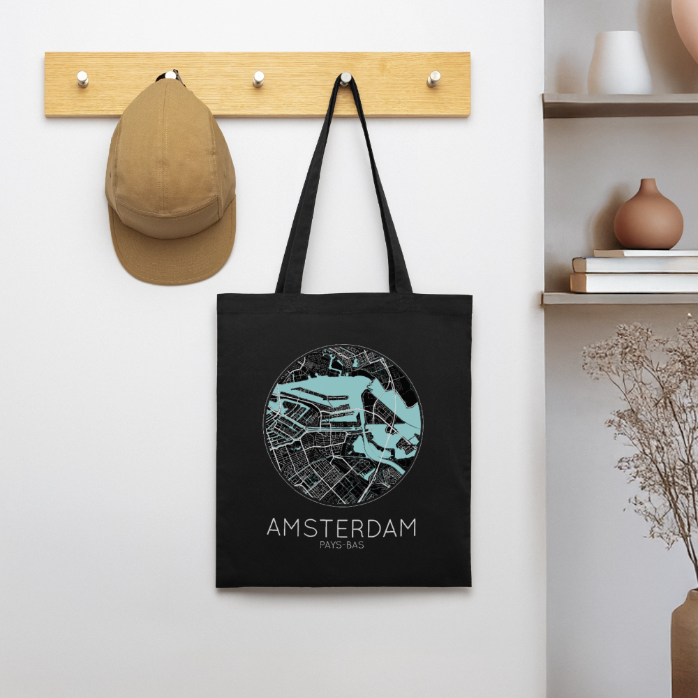 Tote Bag Amsterdam Bio – Plan d’Amsterdam - noir