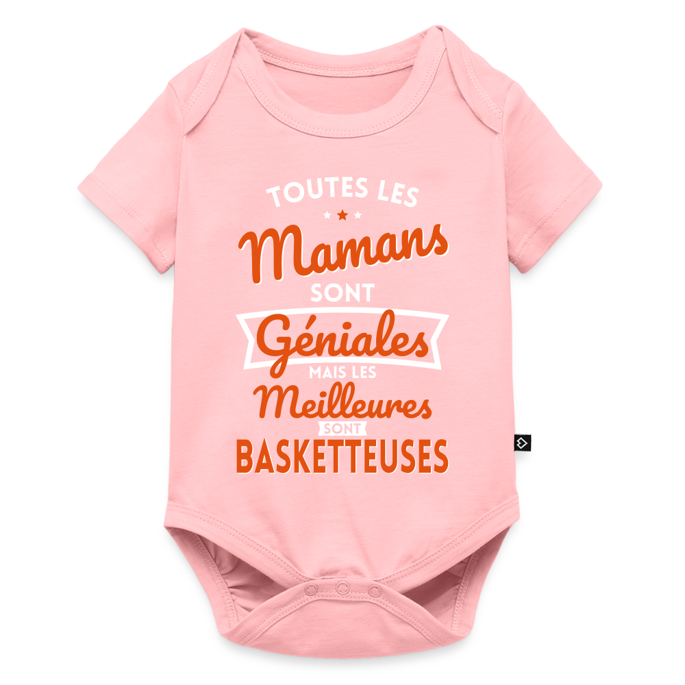 Body Bébé bio manches courtes - Mamans géniales - Les meilleures sont basketteuses - rose