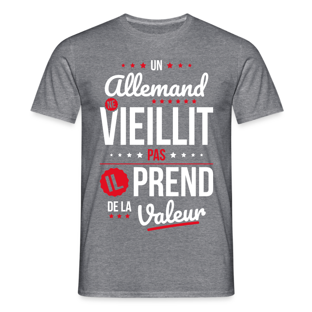 T-shirt Homme - Un Allemand ne vieillit pas - graphite chiné