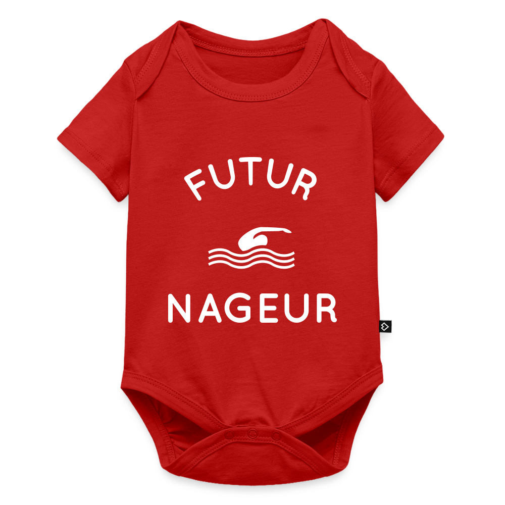Body Bébé bio manches courtes - Futur nageur - rouge