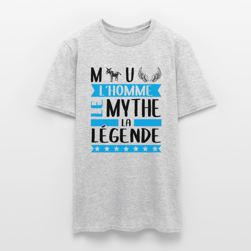 T-shirt homme coloris clair Manuel en rébus – L’homme, le mythe, la légende - gris chiné