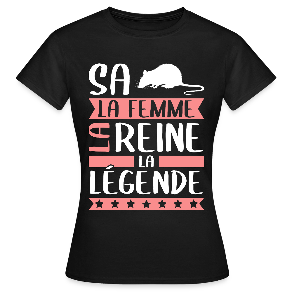 T-shirt femme Sarah rébus – La femme, la reine, la légende - noir