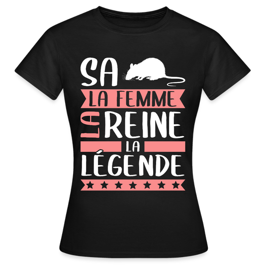 T-shirt femme Sarah rébus – La femme, la reine, la légende - noir