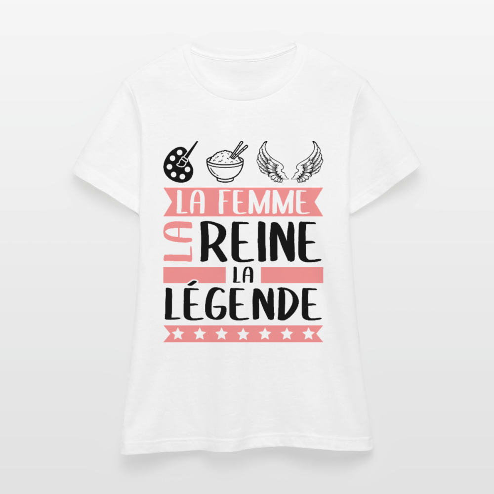 T-shirt femme coloris clair Arielle rébus – La femme, la reine, la légende - blanc