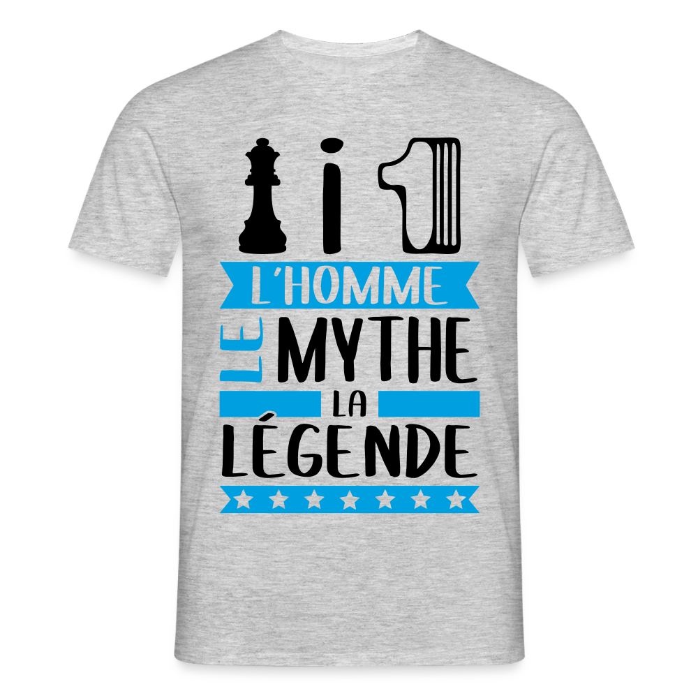 T-shirt homme coloris clair Damien rébus – L’homme, le mythe, la légende - gris chiné