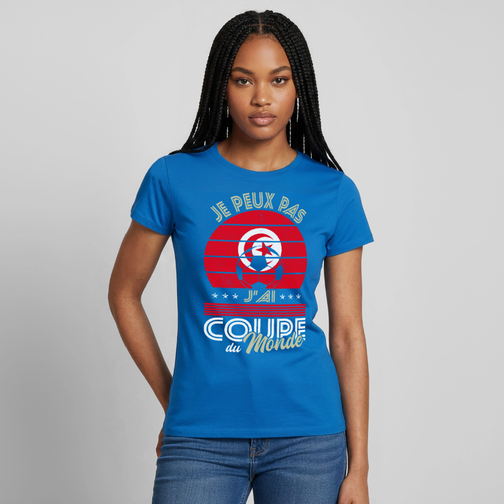 T-shirt Femme - Je peux pas j'ai Coupe du Monde - Tunisie - bleu royal