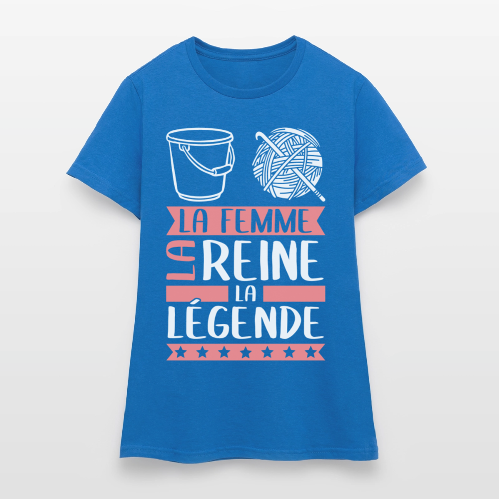 T-shirt femme Solène rébus – La femme, la reine, la légende - bleu royal