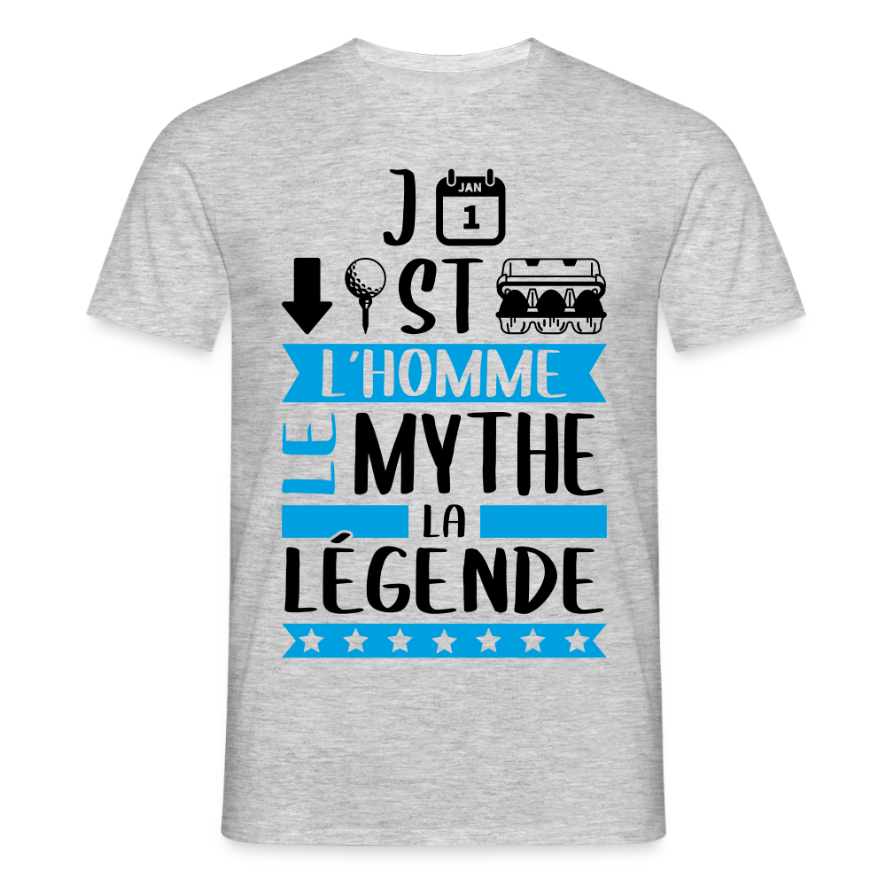 T-shirt homme coloris clair Jean-Baptiste en rébus – L’homme, le mythe, la légende - gris chiné