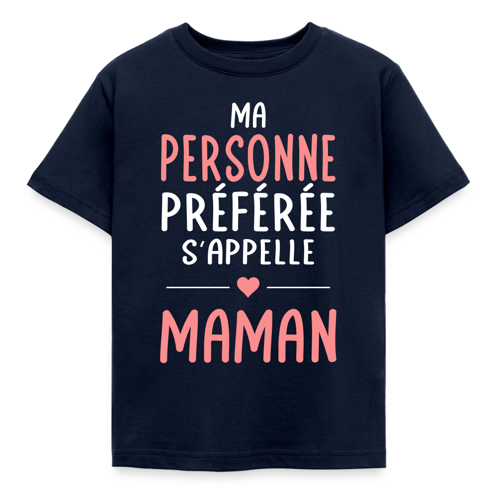 T-shirt enfant texte rose - Ma personne préférée s'appelle Maman - marine