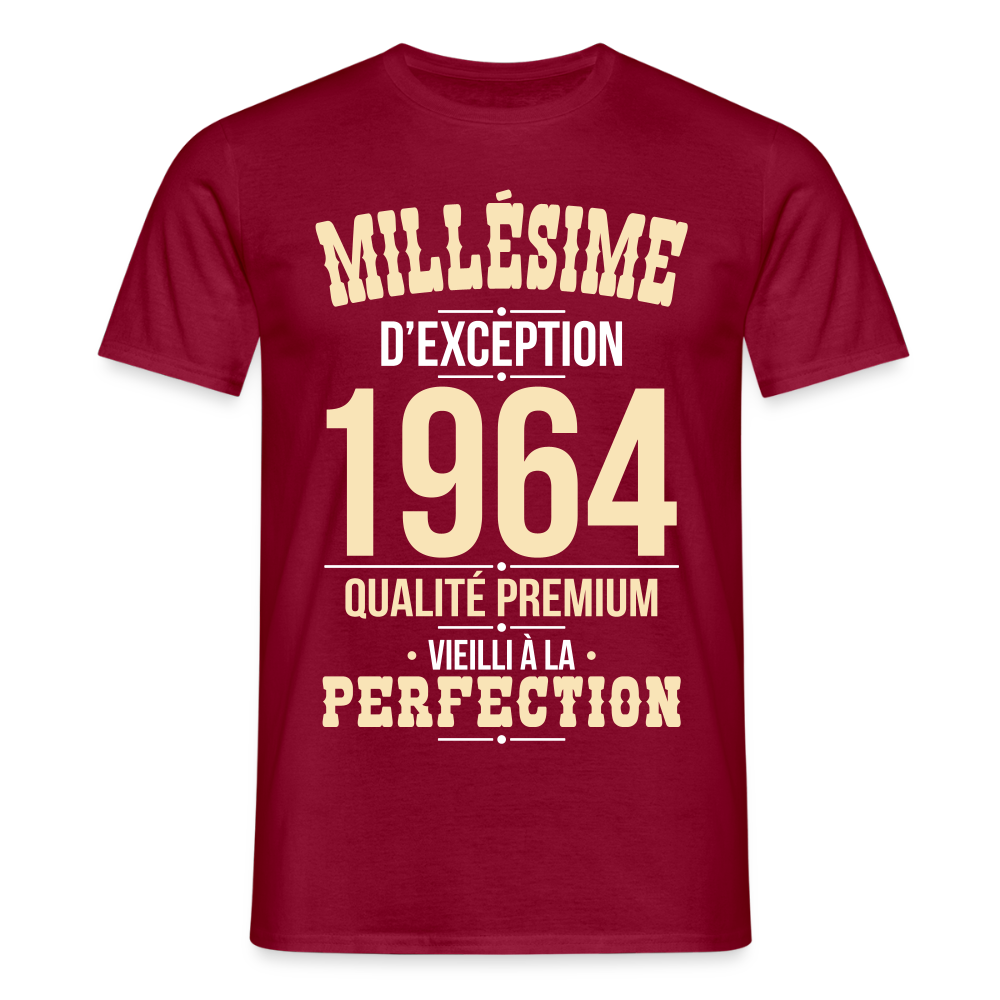 T-shirt Homme - Anniversaire 61 Ans - Millésime 1964 - rouge brique