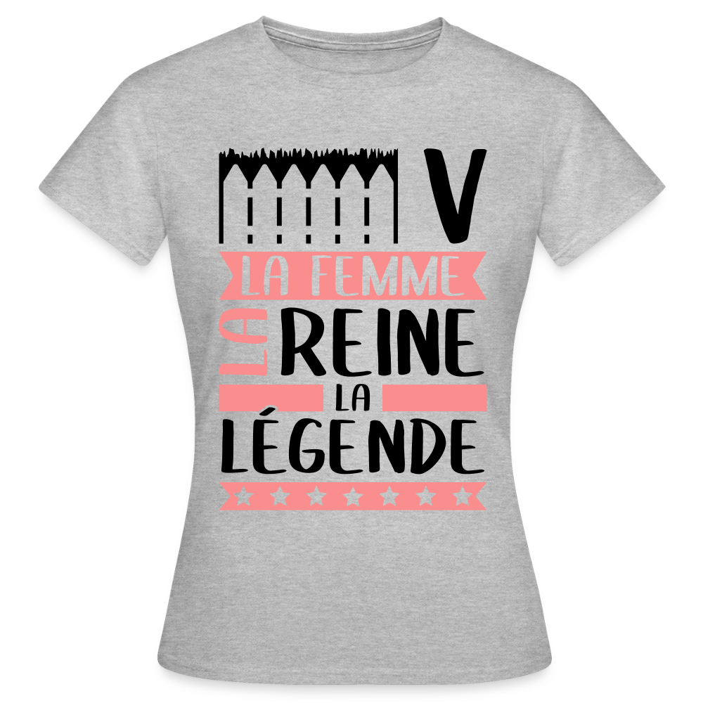 T-shirt femme coloris clair Eve rébus – La femme, la reine, la légende - gris chiné