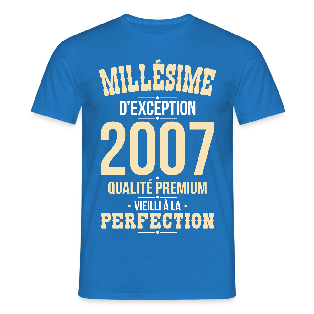 T-shirt Homme - Anniversaire 18 Ans - Millésime 2007 - bleu royal