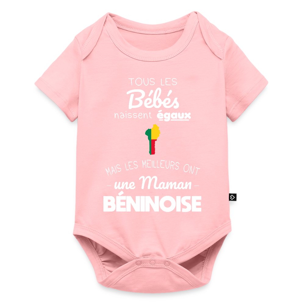 Body Bébé bio manches courtes - Les Meilleurs Ont Une Maman Béninoise - rose