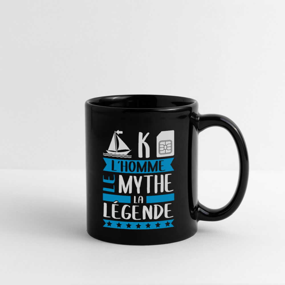 Mug uni Maxime rébus – L’homme, le mythe, la légende - noir