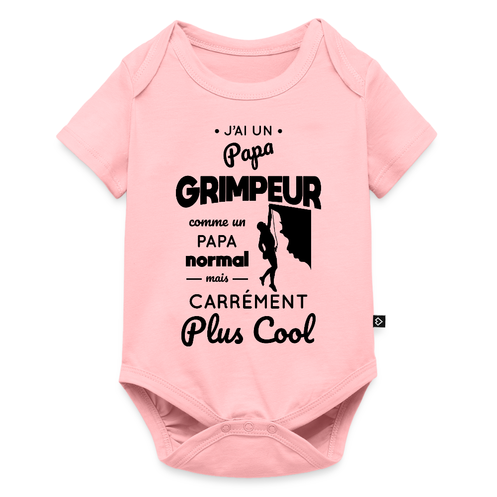 Body Bébé bio manches courtes - J'ai un papa grimpeur - rose