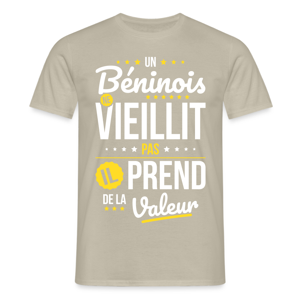 T-shirt Homme - Un Béninois ne vieillit pas - beige sable