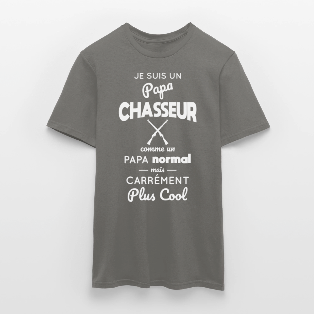 T-shirt Homme - Papa chasseur plus cool - gris graphite