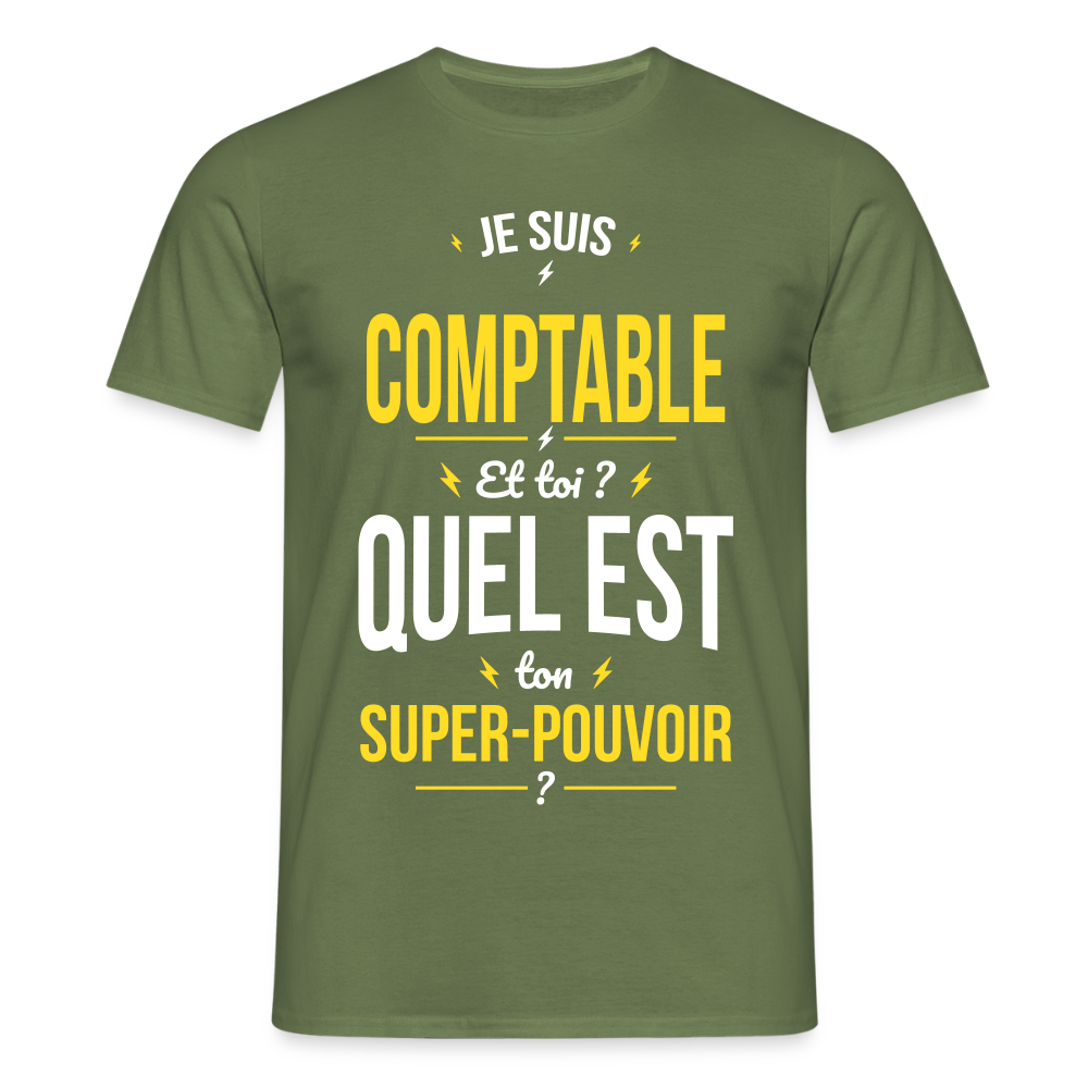 T-shirt Homme - Je suis comptable - Super-pouvoir - vert militaire