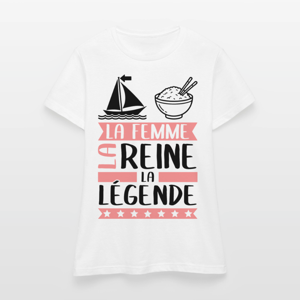 T-shirt femme coloris clair Marie rébus – La Femme, la reine, la légende - blanc