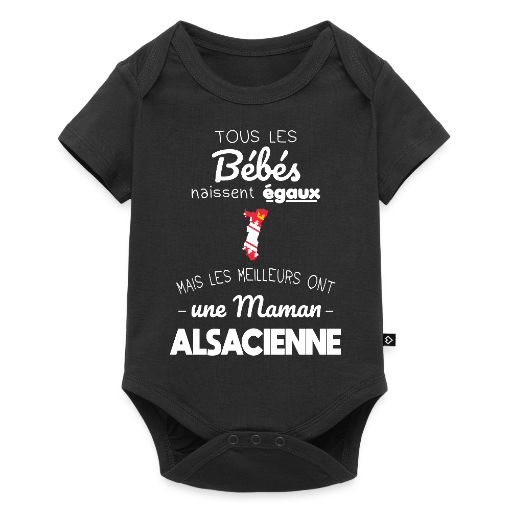 Body Bébé bio manches courtes - Les Meilleurs Ont Une Maman Alsacienne - noir